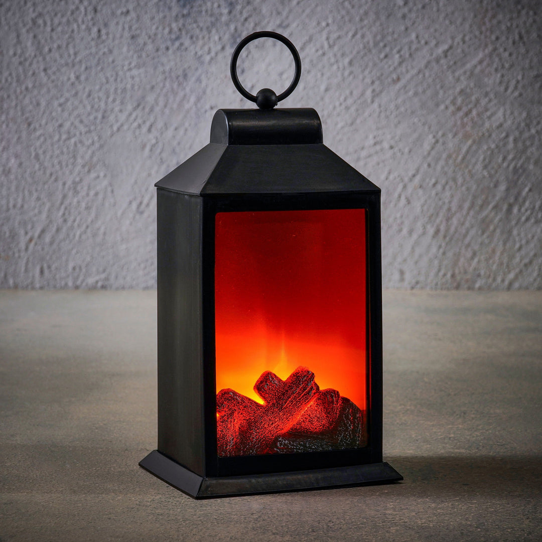 LED lanterne-pejs sort varm hvid – batteri & timer