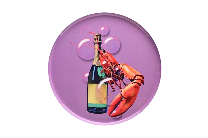 Love Trays dekotablet M – Champagne og hummer, violet