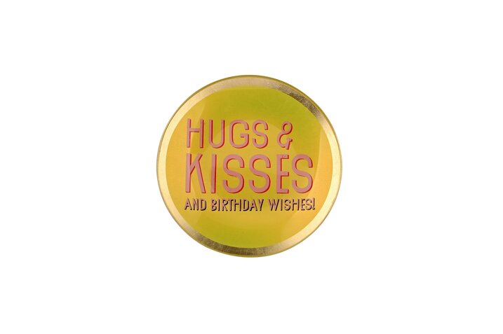 Love Plates glastallerken S – Hugs & Kisses, gul, rund