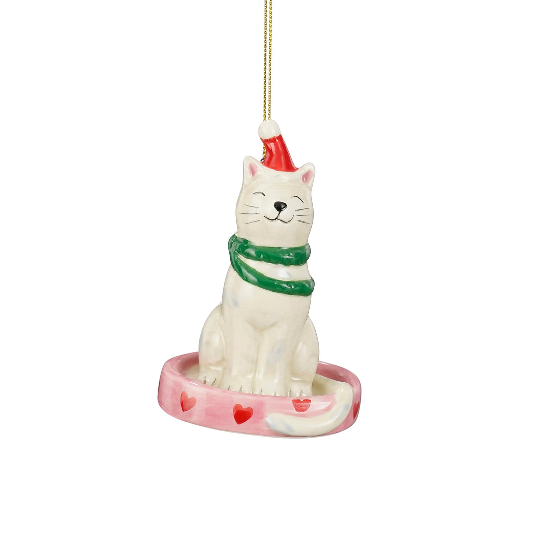 Dekoration ornament kat cremefarvet