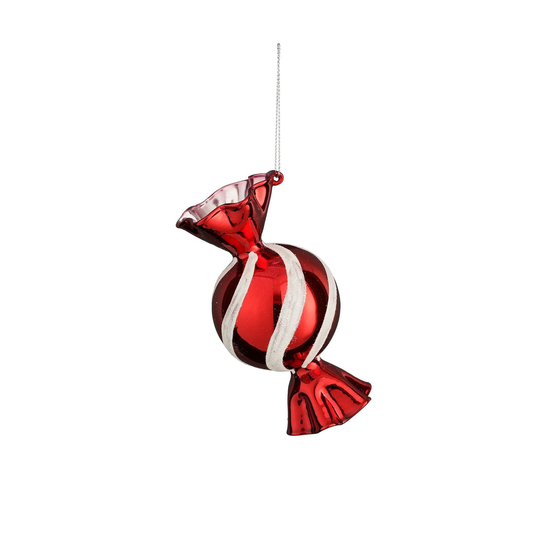 Ornament slik glas rød - l6,5xb6,5xh12,5cm