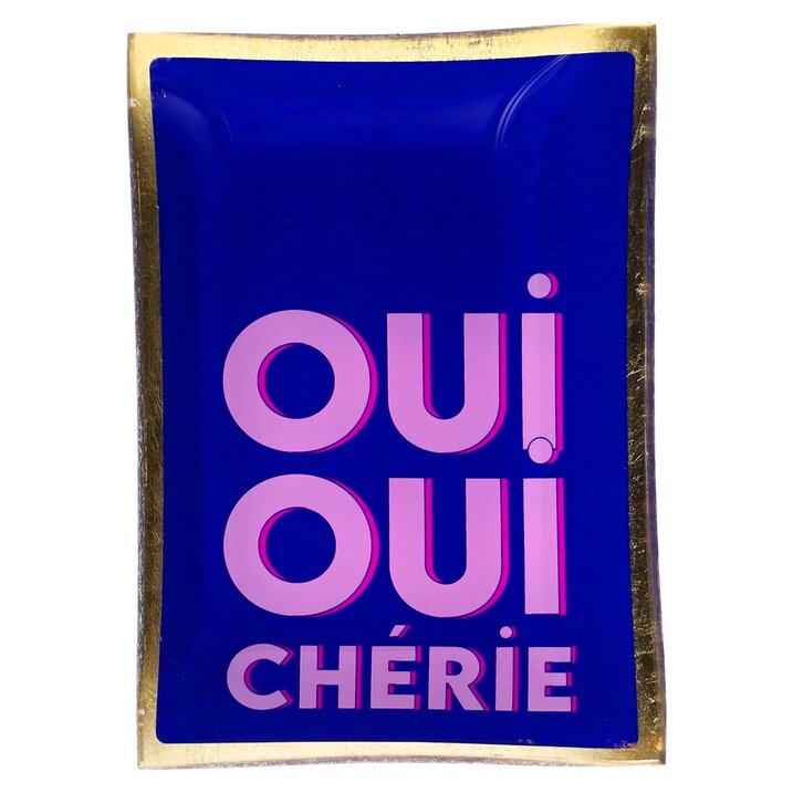 Love Plates glastallerken M – Oui Oui Chérie, mørkeblå