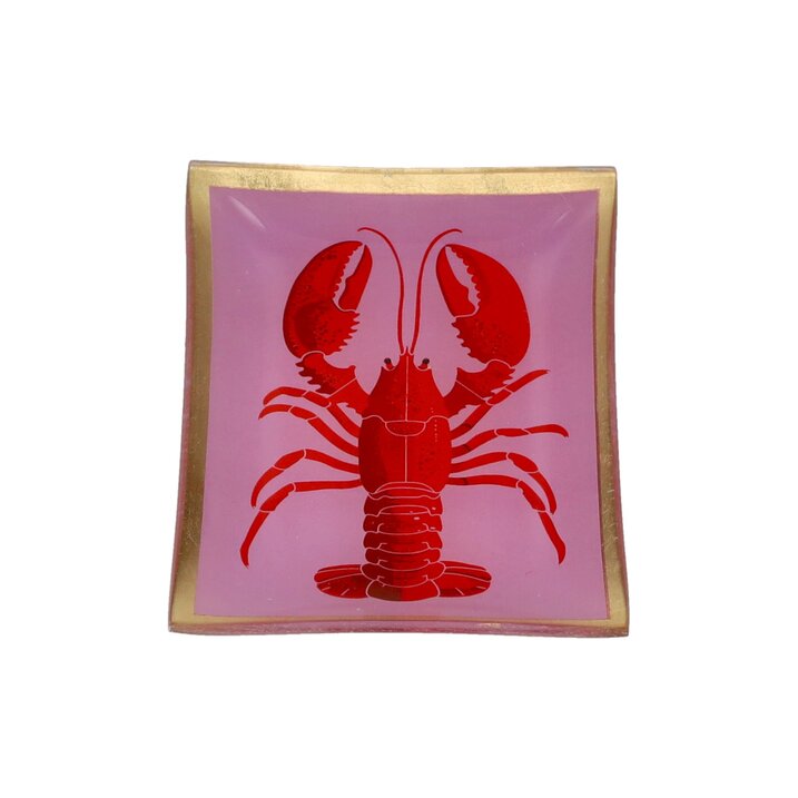 Love Plates glastallerken M – Hummer, rosa/rød