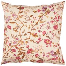 Ib Laursen | Pude med blomsterprint i beige, lilla og rosa | 50 x 50 cm