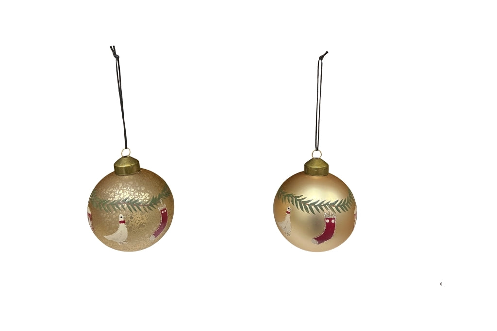 Christmas ball in glass | Ø8 gold & red