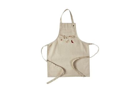 Børneforklæde m/broderi canvas/bomuld