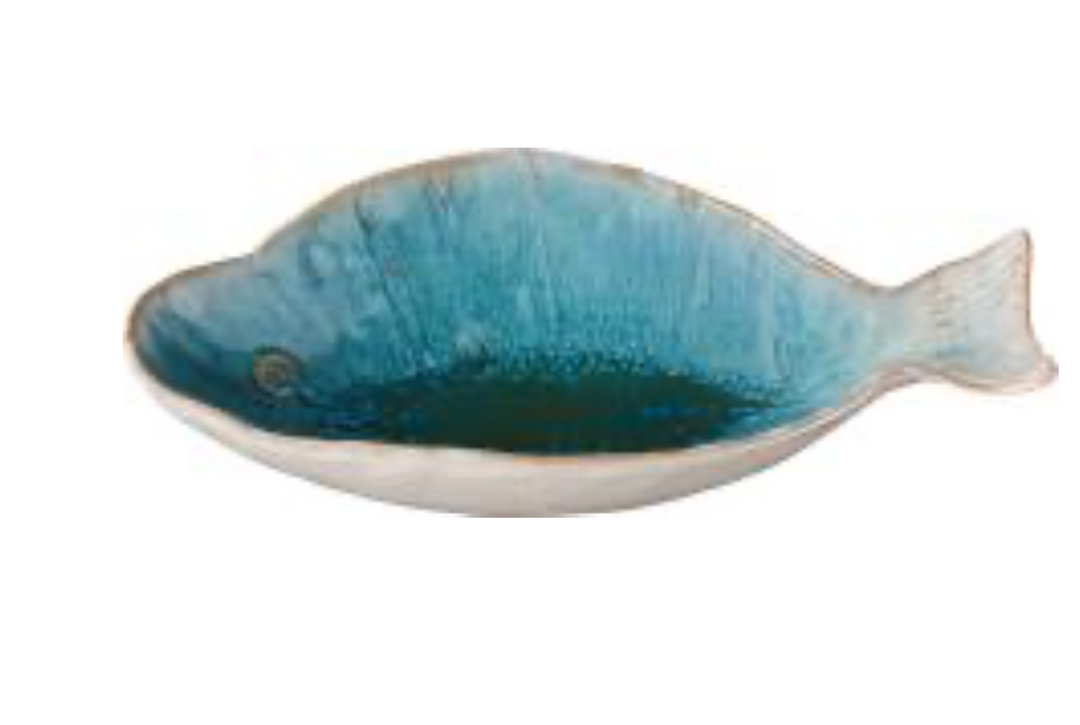 Skål Ocean Blue – Stor Fiskeformet Serveringsskål | 32 cm