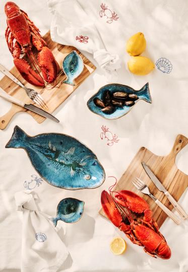 Mini Skål Ocean Blue – Fiskeformet Serveringsskål | 10,7 cm