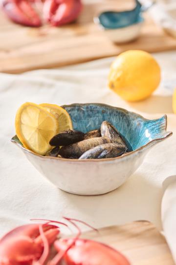 Skål Ocean Blue – Mellemstor Fiskeformet Serveringsskål | 15,7 cm