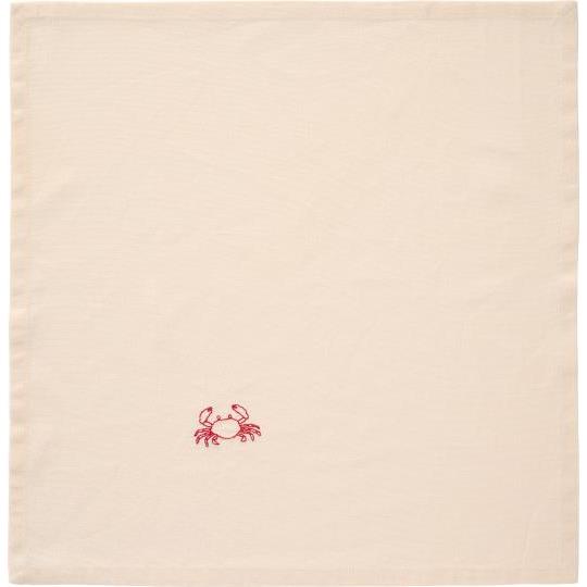 Stofserviet Atlantis – Broderet Krabbe i Butter Cream | 40x40 cm