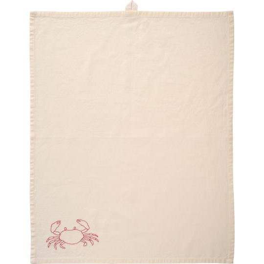 Viskestykke Atlantis – Krabbe Broderi i Butter Cream | 50x70 cm