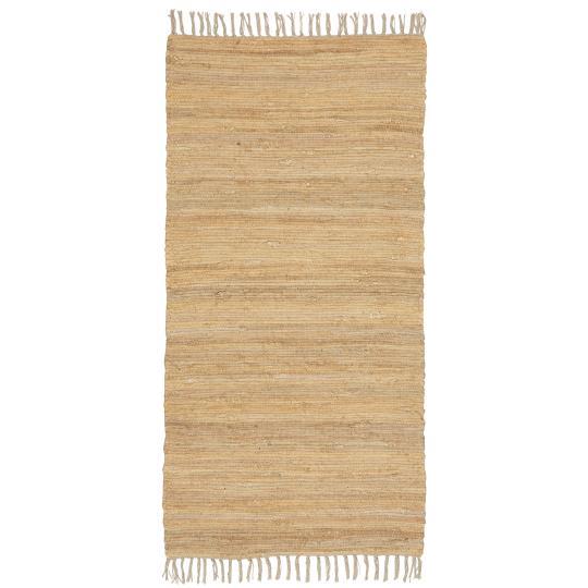 Kludeløber Beige – Håndvævet Bomuldstæppe med Frynser | 60x120 cm