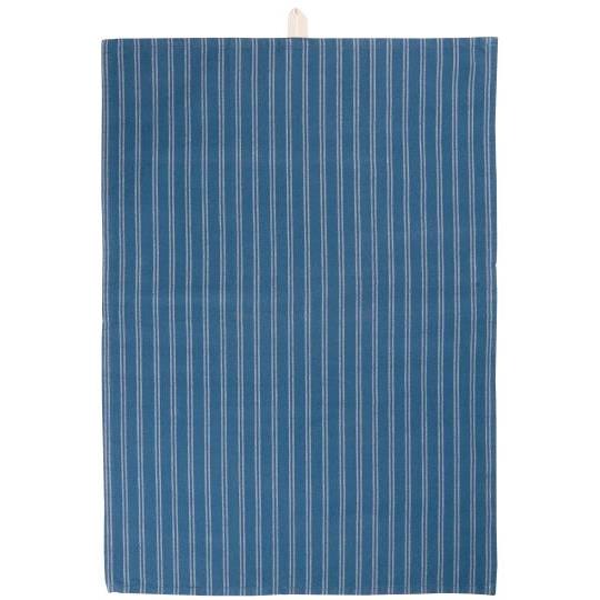 Viskestykke Samuel – Mørkeblå med Naturfarvede Striber | 50 x 70 cm