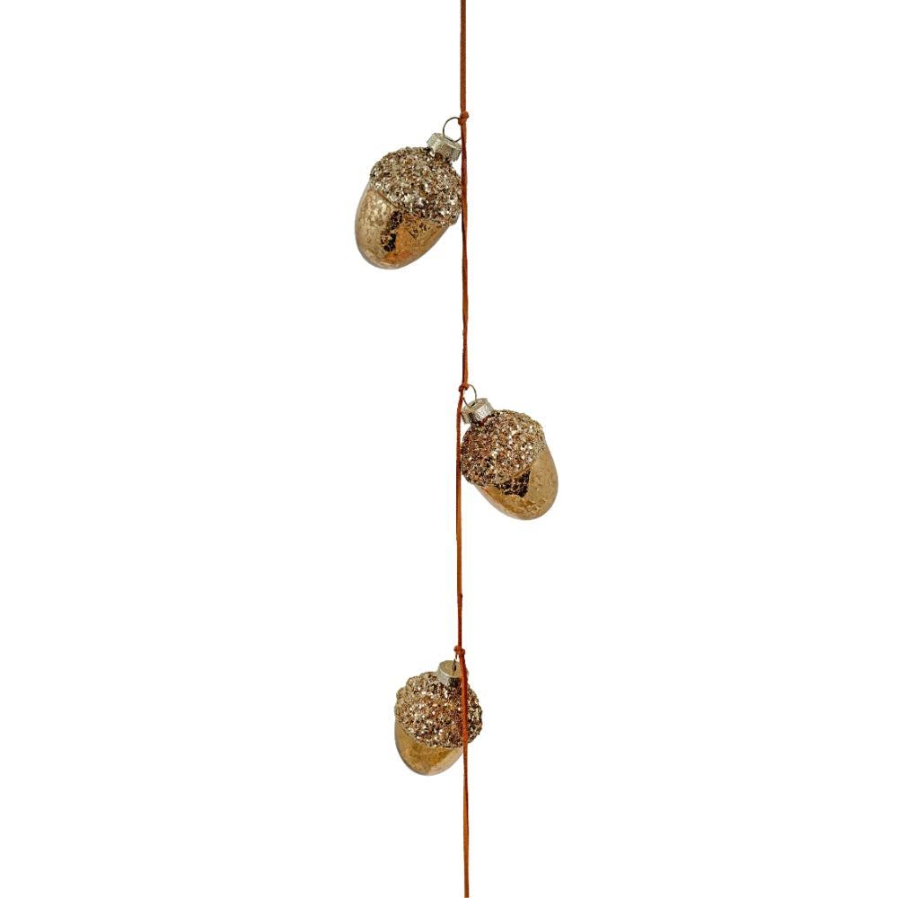 Guirlande med glasagern guld og perler 180 cm