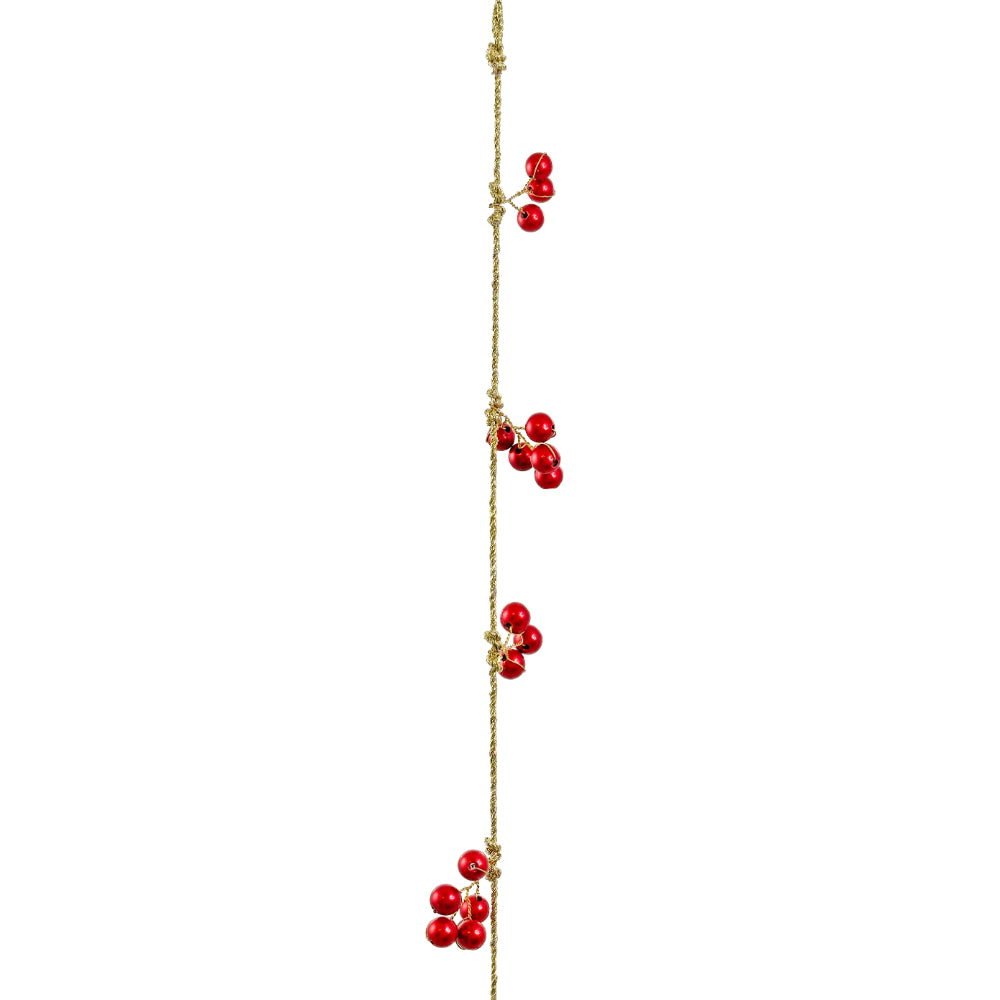 Guirlande med perler rød og guld 1 m
