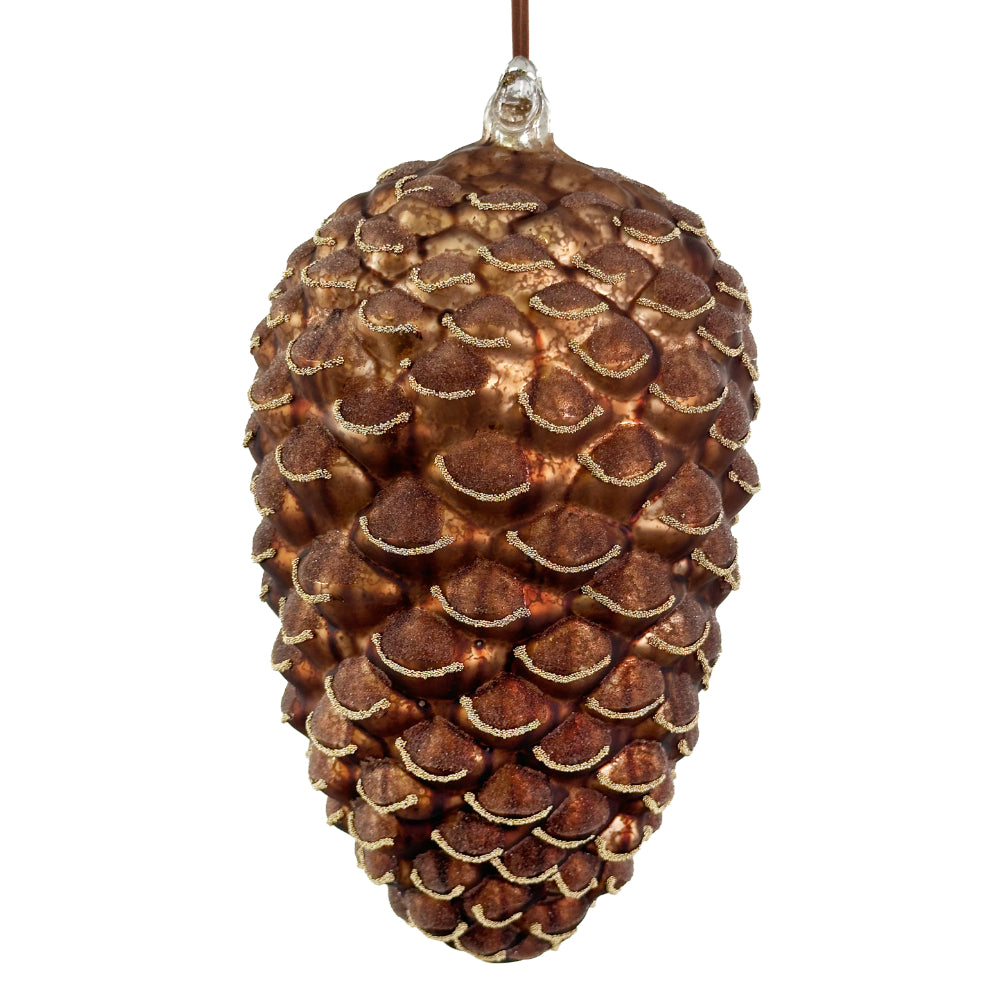 Rund glaskegle mat antik brun med perler 22 cm