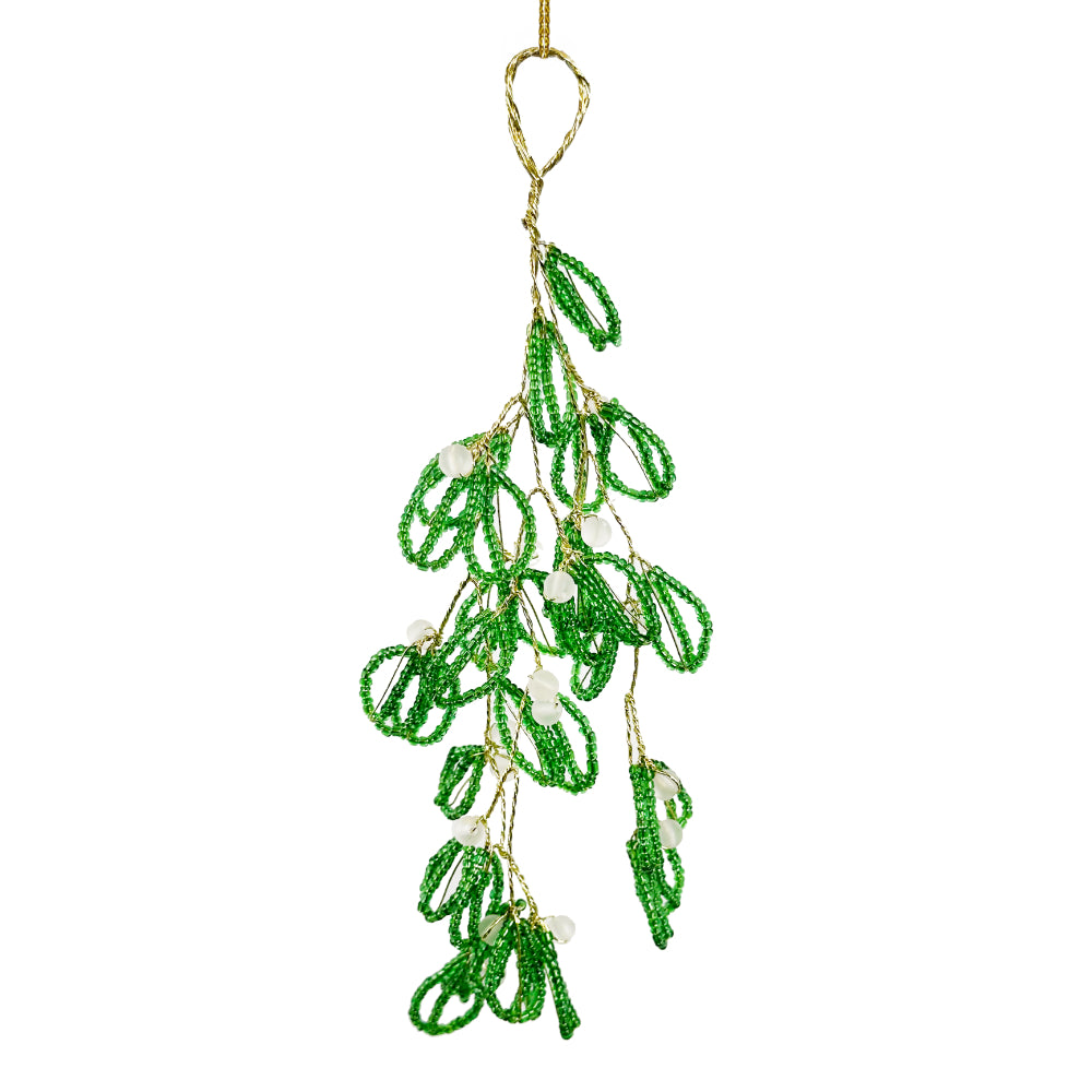 Mistelten ornament med perler grøn 20 cm