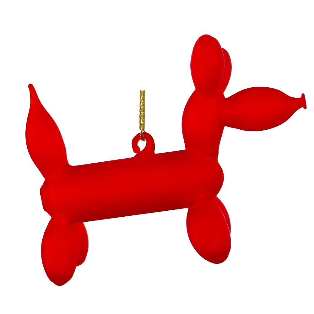 Glaspudel ballon ornament mat rød 9 cm
