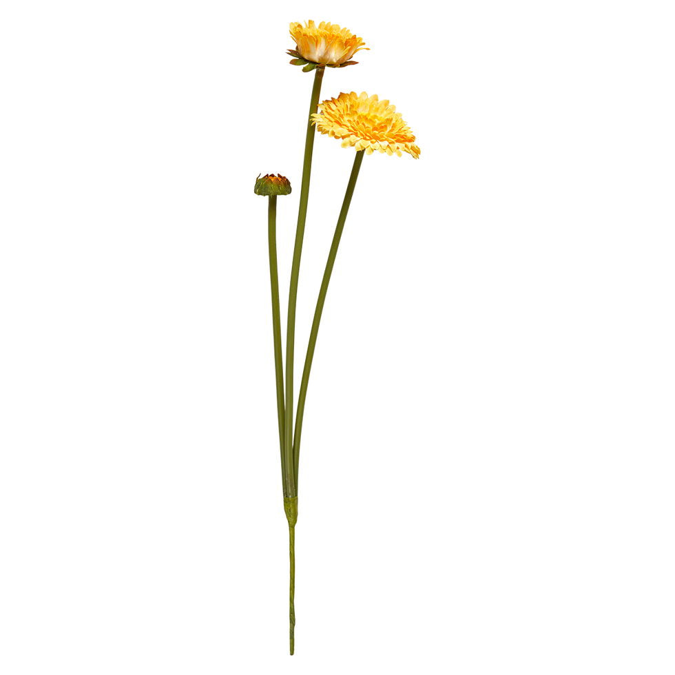 Kunstig Daisy Blomst – Gul | 35 cm | Naturtro Dekoration