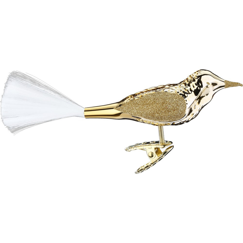 Fugl - Blank brokade | 10 cm | Glasornament