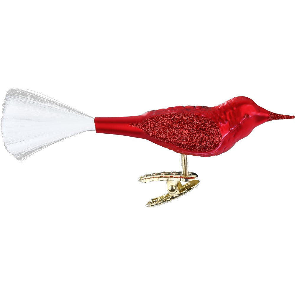 Fugl - Mat rød | 10 cm | Glasornament