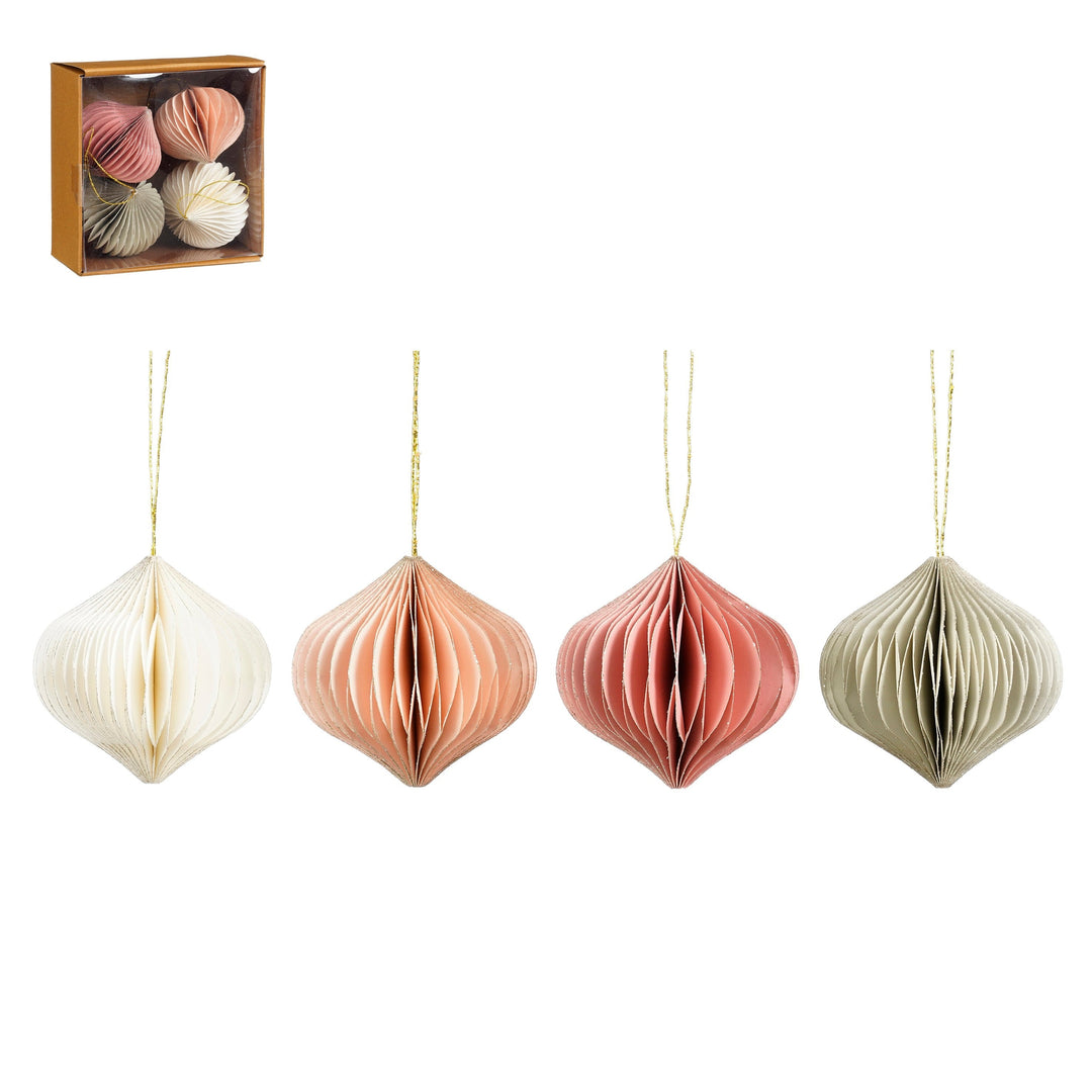 Ornament løgformet rosa beige grå –  FSC Mix