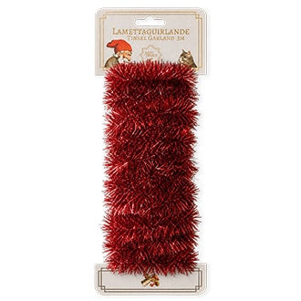 Rød lamettaguirlande – 3 m, Ø 3 cm
