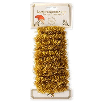 Guldfarvet lamettaguirlande – 3 m, Ø 3 cm