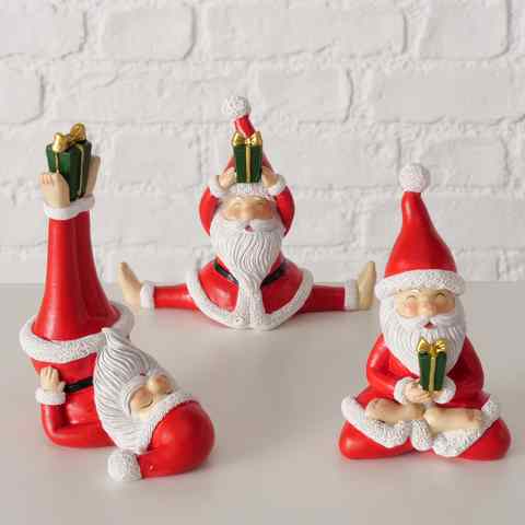 Julemands figur i varierende Yogastillinger