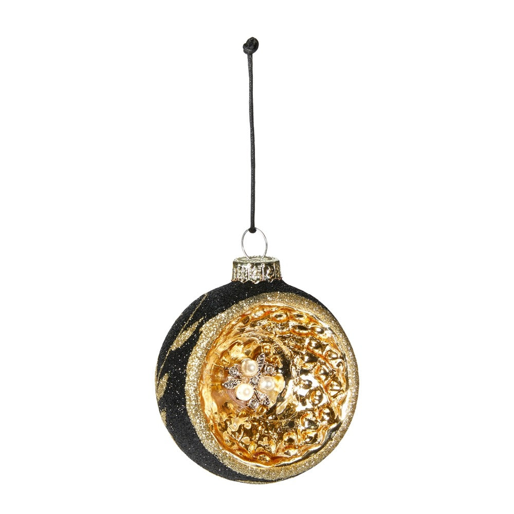 Julekugle Clear/Glitter Glas