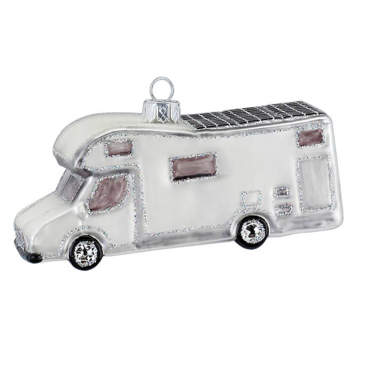 Juleophæng Autocamper i glas 7 cm