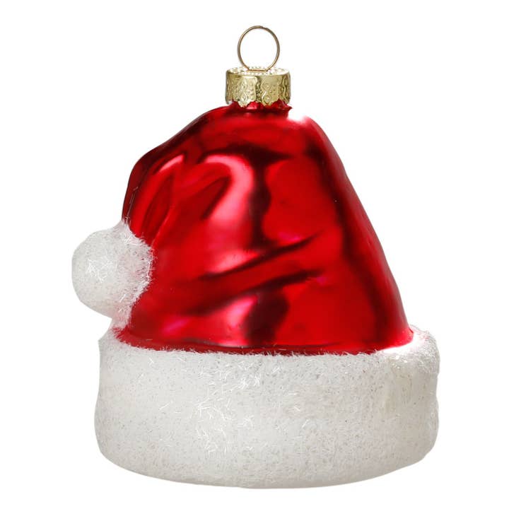 Juleophæng Nissehue i glas 8,5 cm