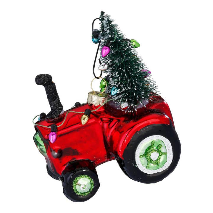 Juleophæng Traktor i glas 10 cm