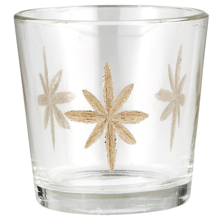 Stage glass for tealights w/engraved stars