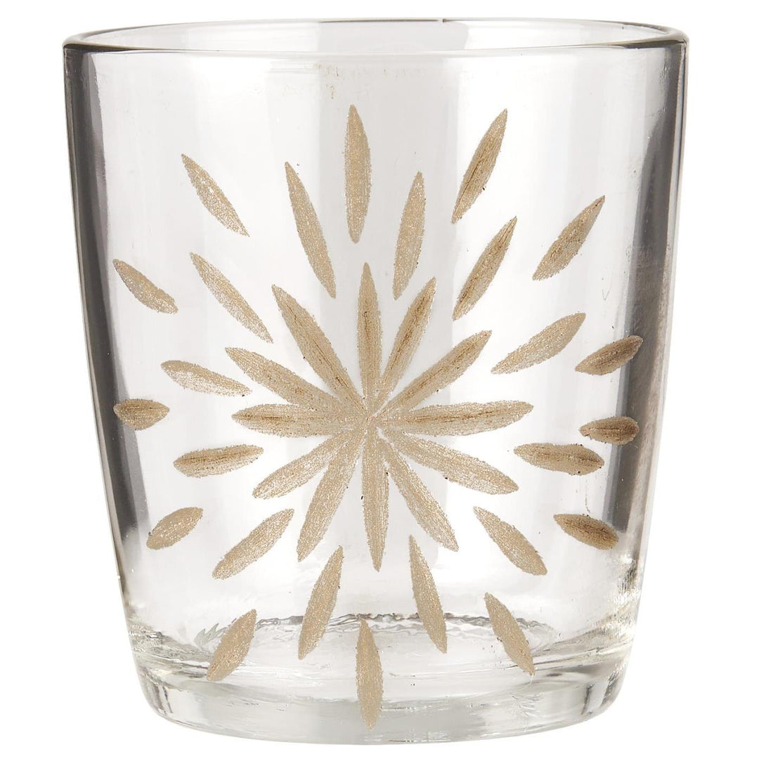 Stand glass for tealights w/engraved star