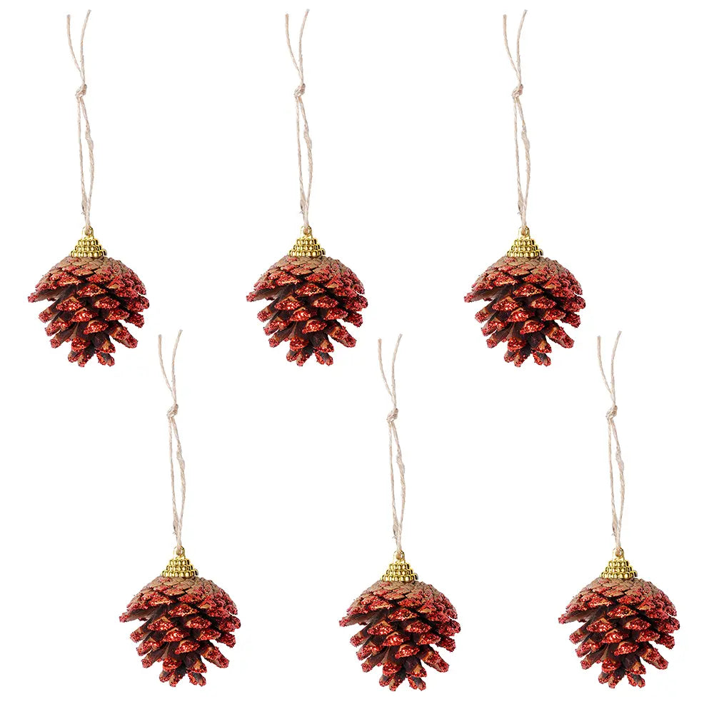 Juleophæng Kegle med Glitter i træ 6 cm – Holly &amp; Jolly