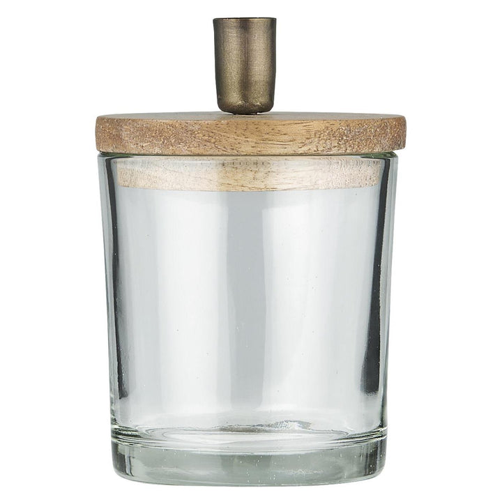 Stage glass for candles with wooden lid