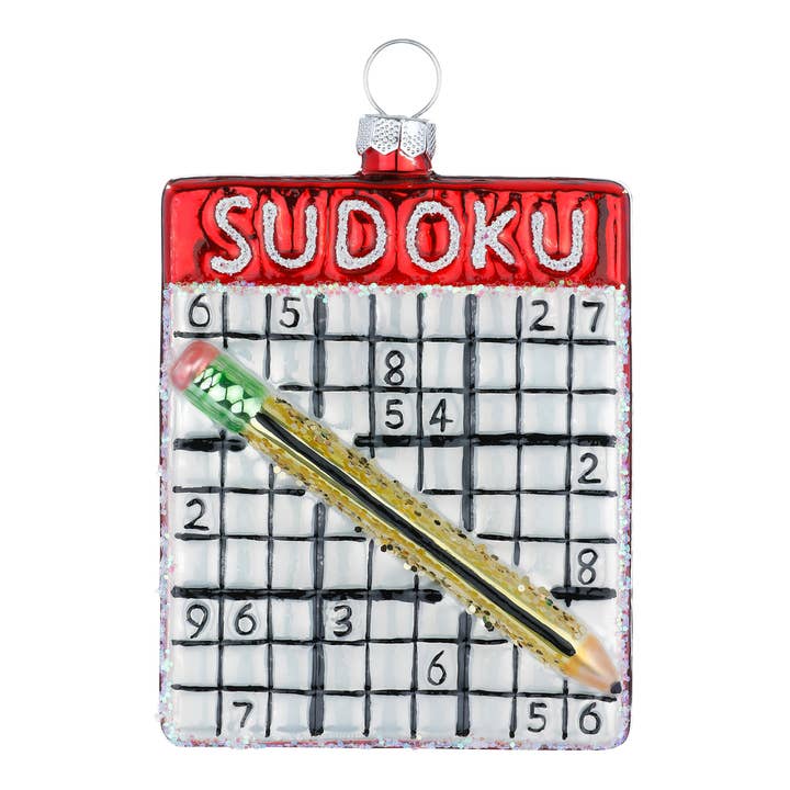 Juleophæng Sudoku i glas 8,5 cm