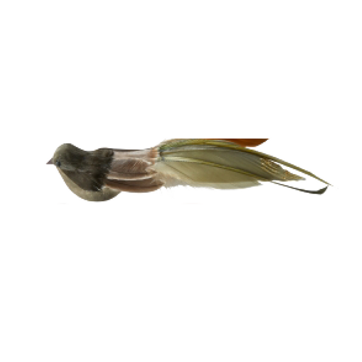 Fugl med Klips - H21cm, Fjer