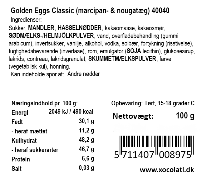 Golden Eggs Classic – Luksuriøs marcipan og nougat i smukt metalæg