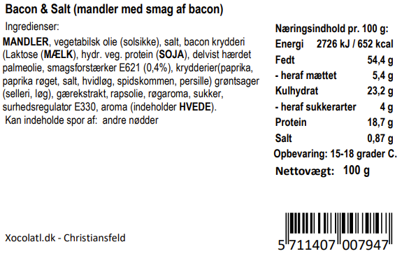 🥓 Bacon & Salt – Sprøde Mandler med Fyldig Smag 🥓