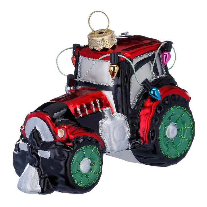 Juleophæng Traktor i glas 7 cm