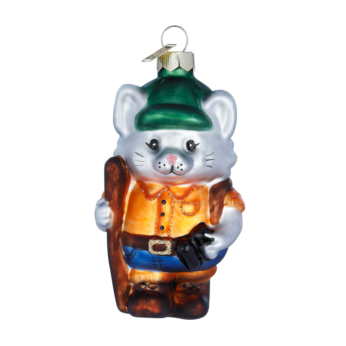 Juleophæng Outdoor Kat i glas 9 cm