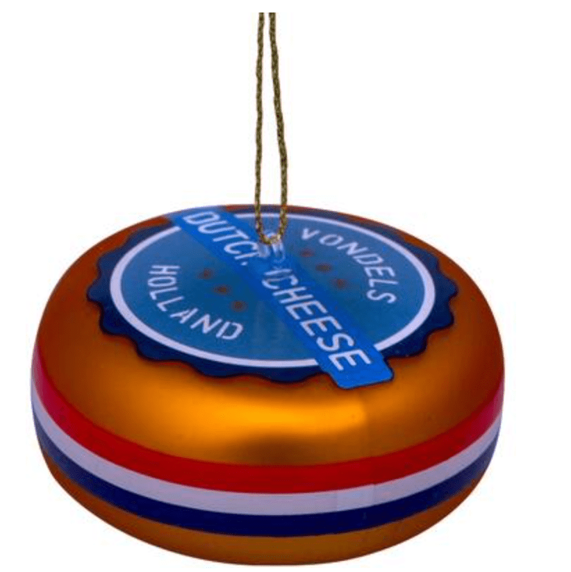 Ornament glass Dutch cheese round H3cm w/box Vondels Krusmølle