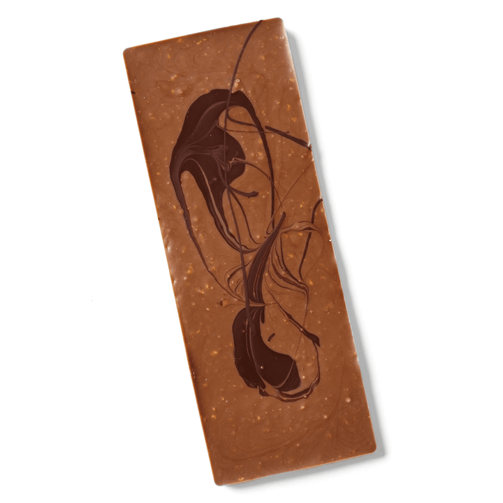 Mælkechokolade med karamel & knas Chokolade Økoladen Krusmølle